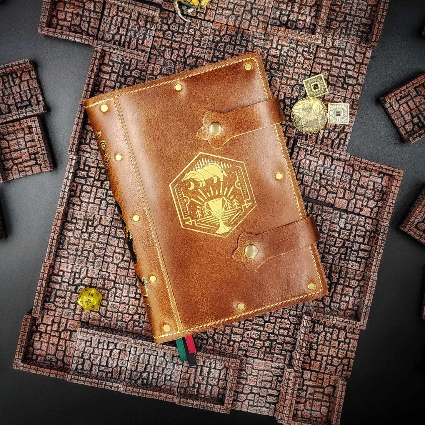 Hufflepuff Crest A5 Custom Leather Adventure Journal (30-Day Lead)