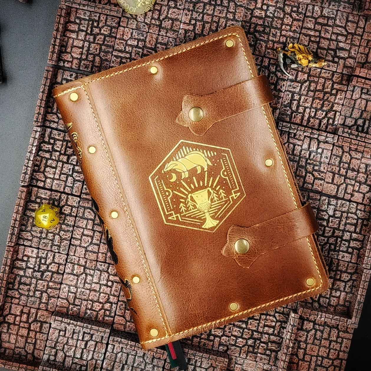 Hufflepuff Crest A5 Custom Leather Adventure Journal (30-Day Lead)