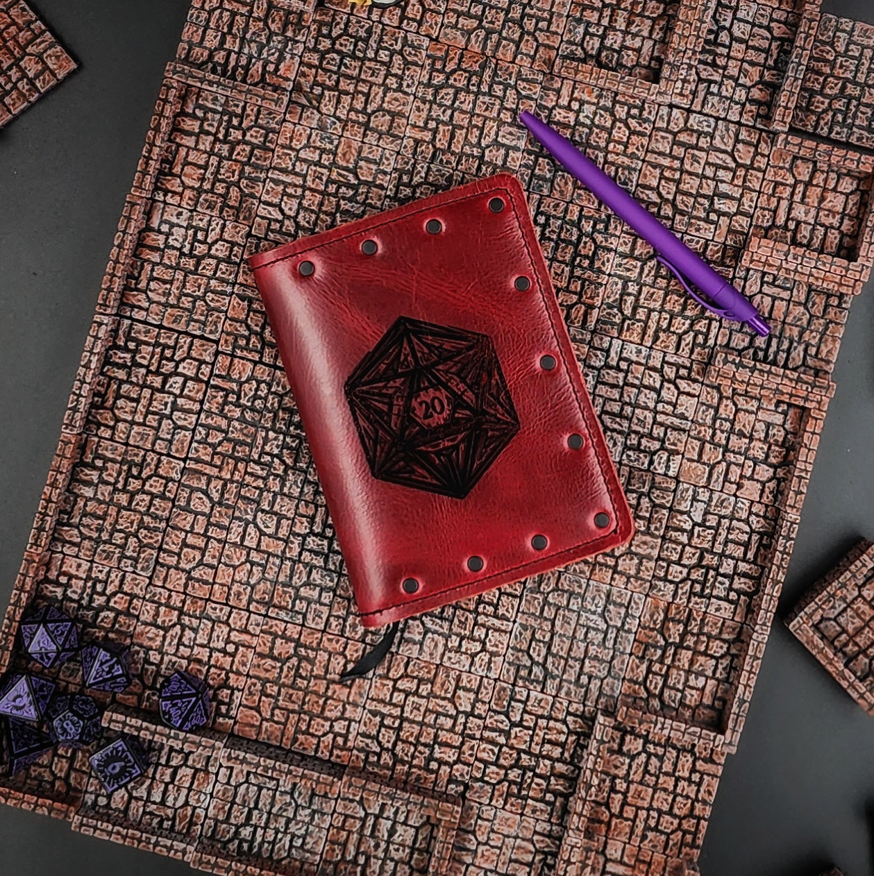 Geometric D20 Custom Leather Pocket Journal (30-Day Lead)