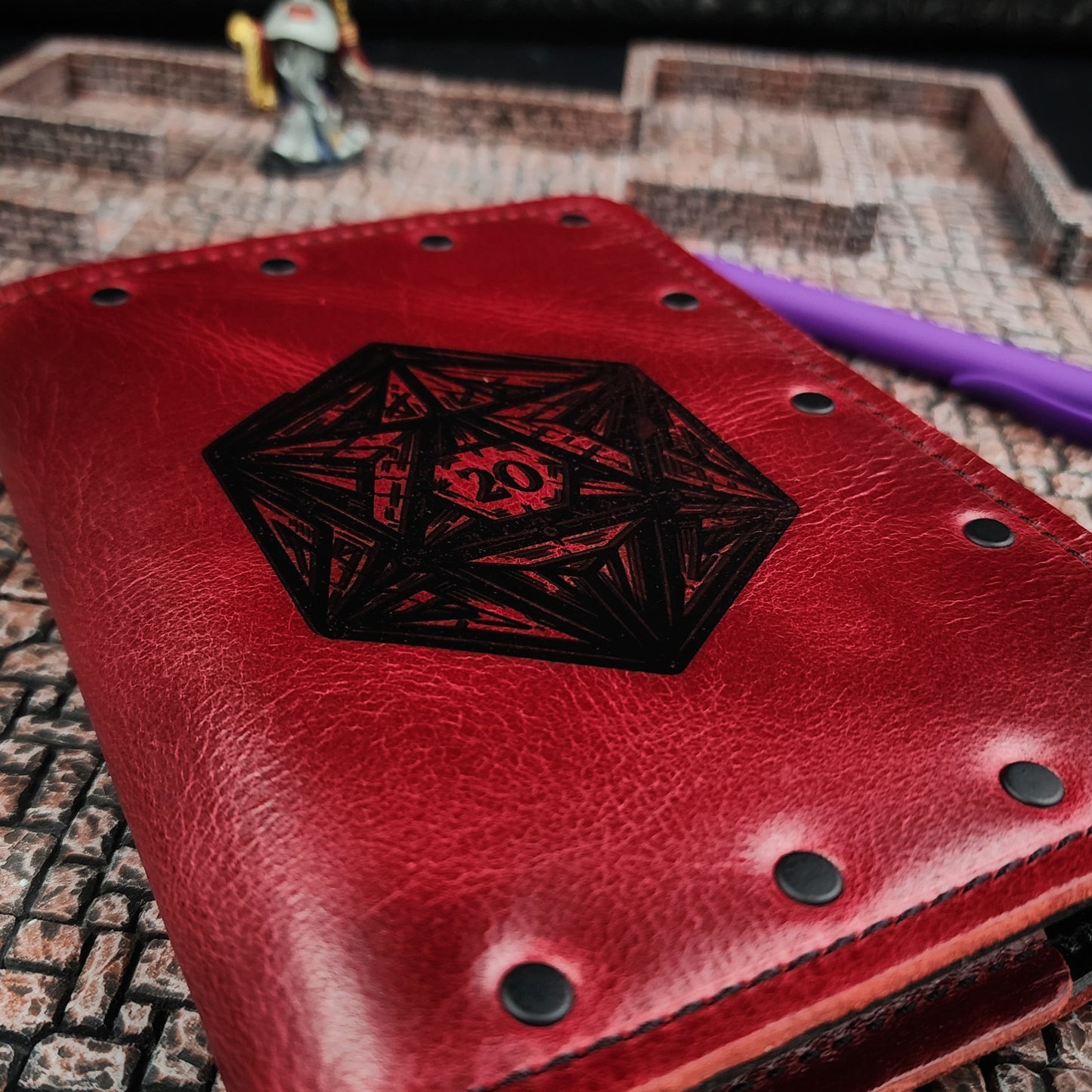 Geometric D20 Custom Leather Pocket Journal (30-Day Lead)