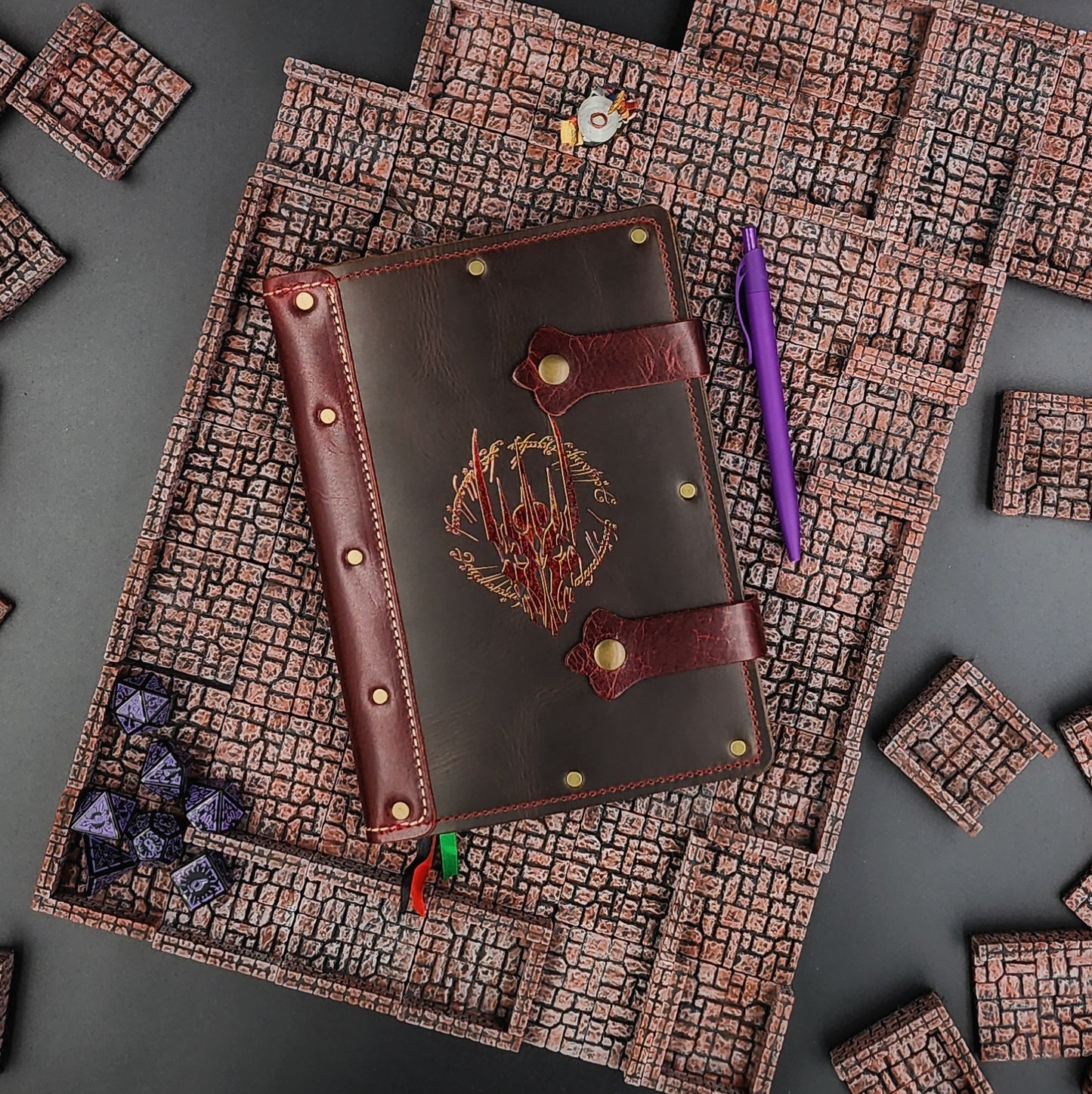Dark Lord Helmet & Ring Script A5 Custom Leather Adventure Journal (30-Day Lead)