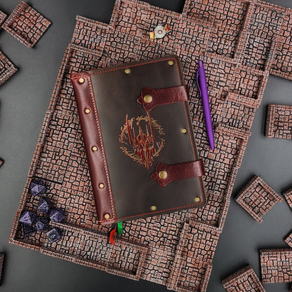 Dark Lord Helmet & Ring Script A5 Custom Leather Adventure Journal (30-Day Lead)