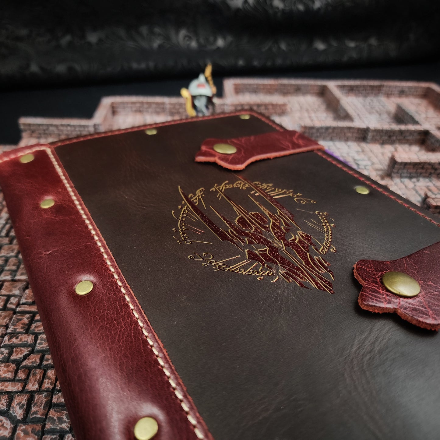 Dark Lord Helmet & Ring Script A5 Custom Leather Adventure Journal (30-Day Lead)