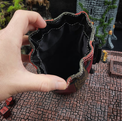 Standing Round Dice Bag - Dwarven - Black and Red