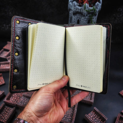 LOTR Inspired Helmet & Ring Script Custom Leather Pocket Journal (30-Day Lead)