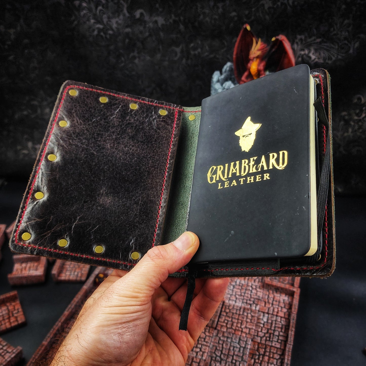 LOTR Inspired Helmet & Ring Script Custom Leather Pocket Journal (30-Day Lead)