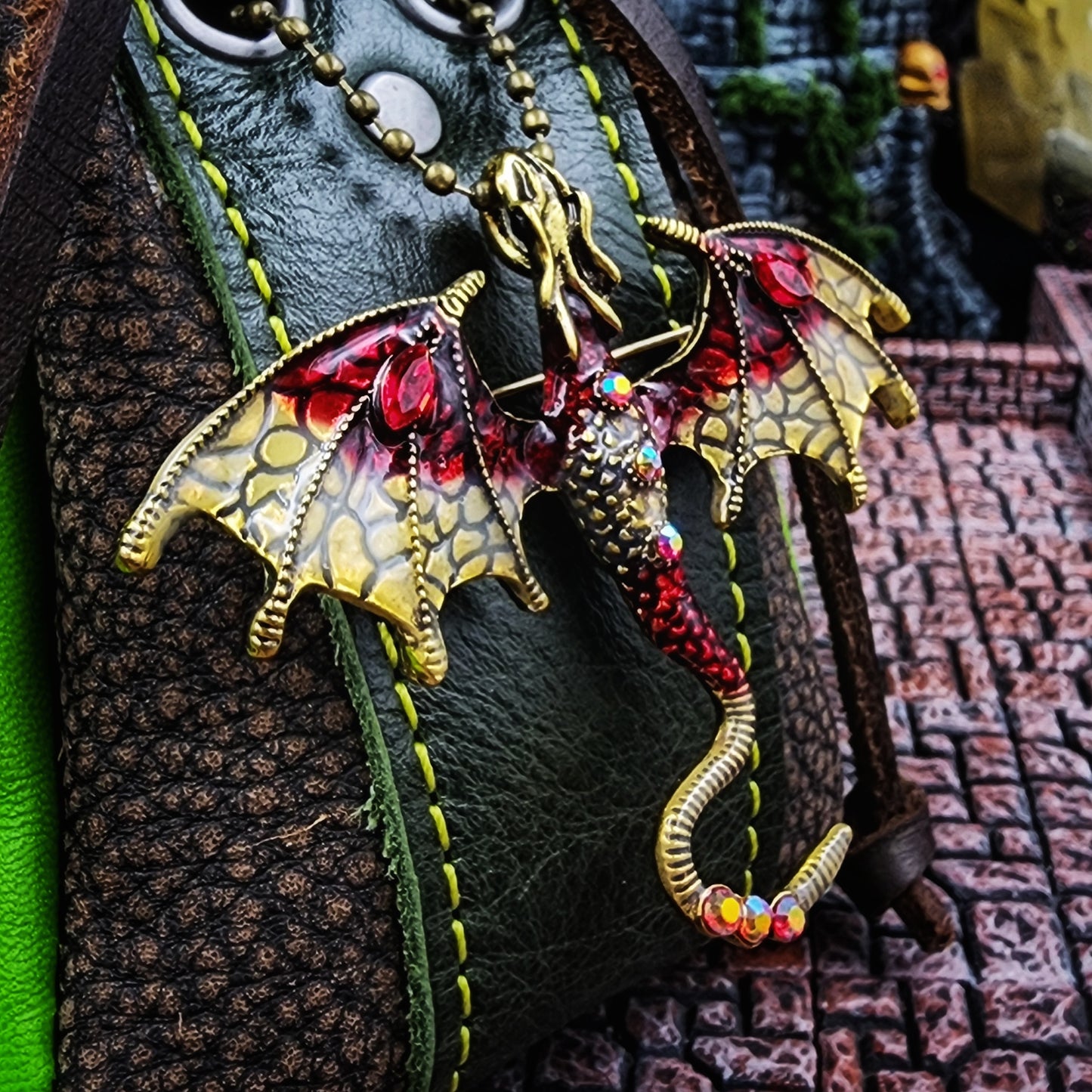 Leather Dice Bag with Dragon Charm