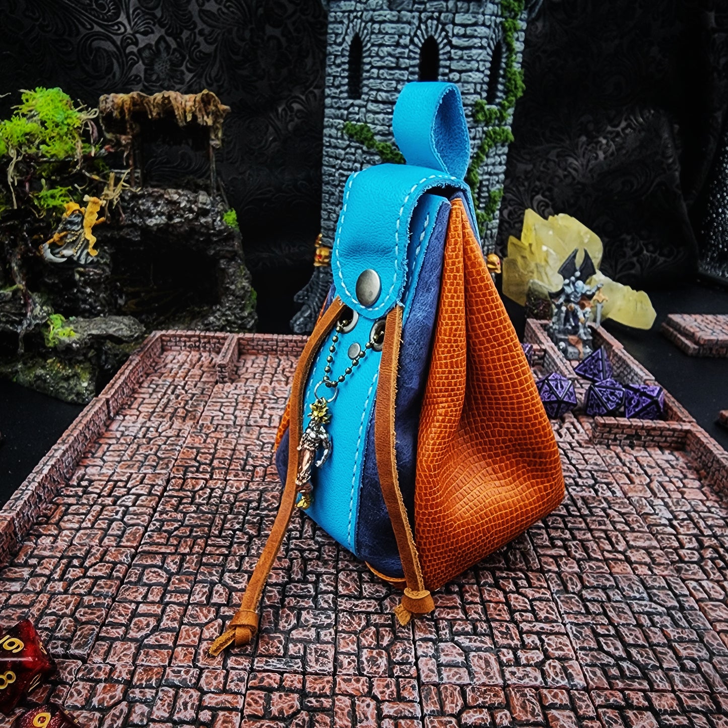 Leather Dice Bag with Super Saiyan Goku Charm