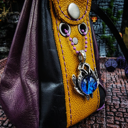 Leather Dice Bag with Blue Dragon Eye Charm