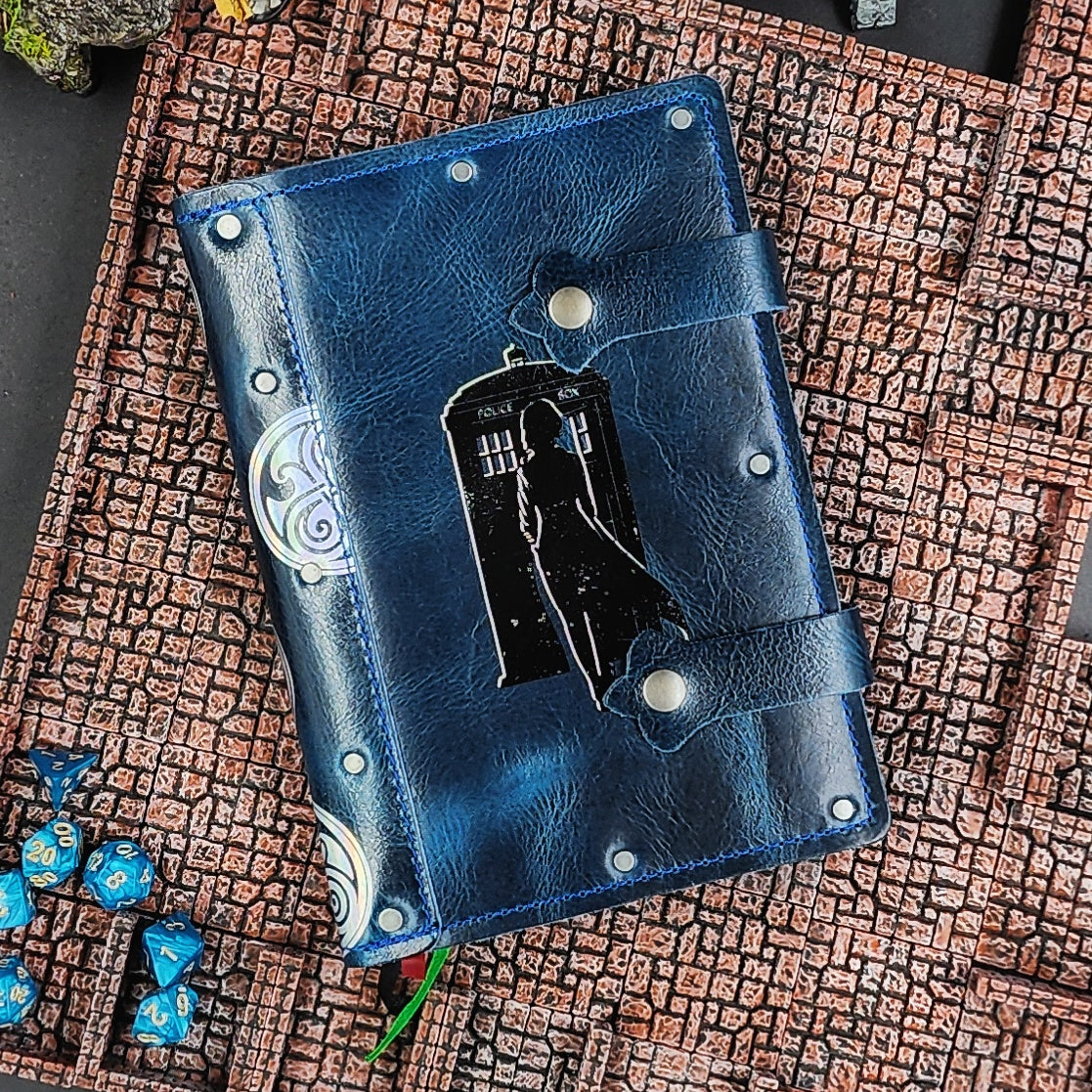 Woman & TARDIS Time Lord A5 Custom Leather Adventure Journal (30-Day Lead)