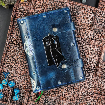 Woman & TARDIS Time Lord A5 Custom Leather Adventure Journal (30-Day Lead)
