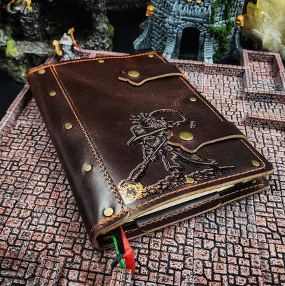 Grimbeard the Wizard: Treasure Vacuum A5 Custom Leather Adventure Journal (30-Day Lead)