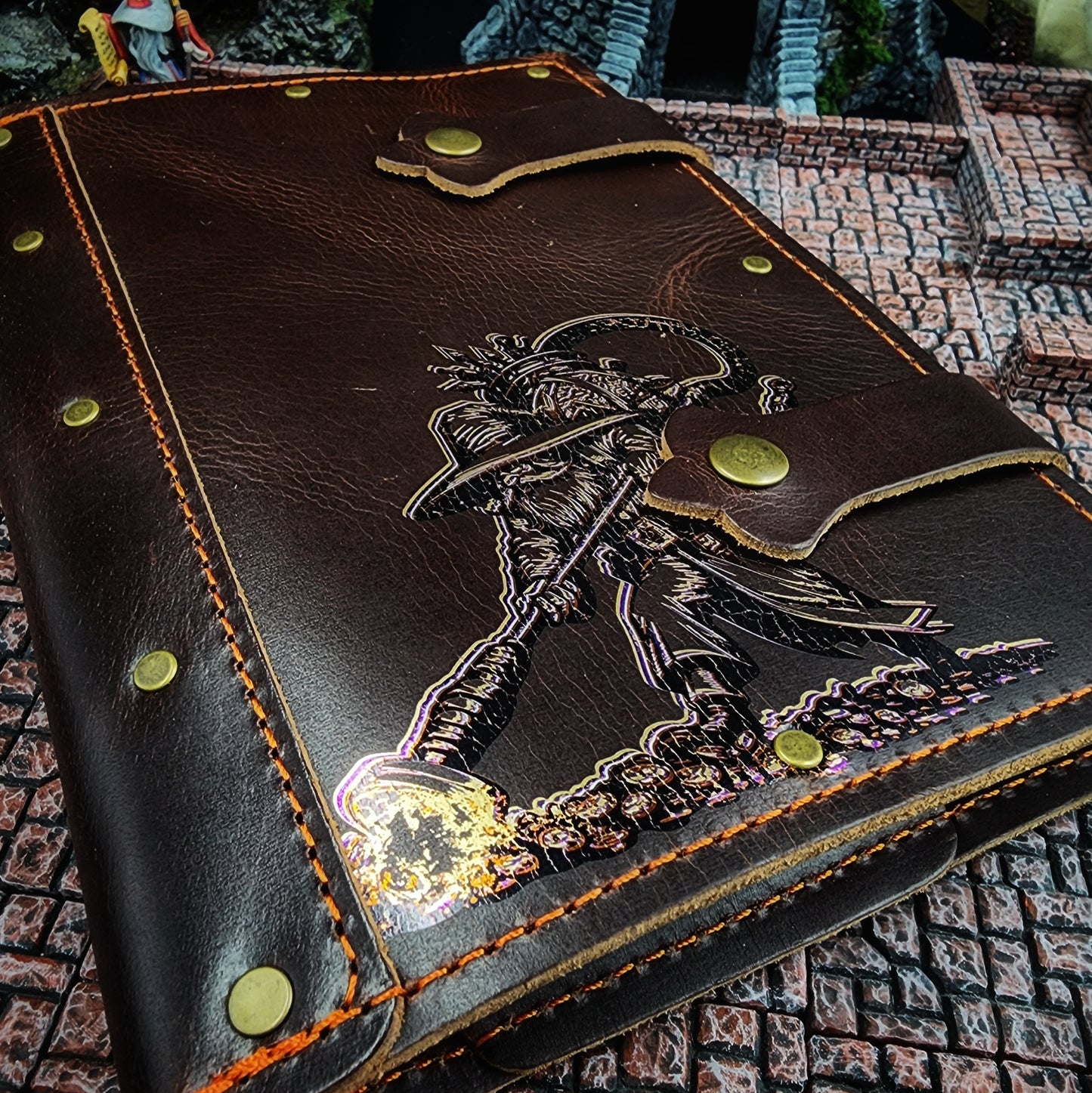 Grimbeard the Wizard: Treasure Vacuum A5 Custom Leather Adventure Journal (30-Day Lead)