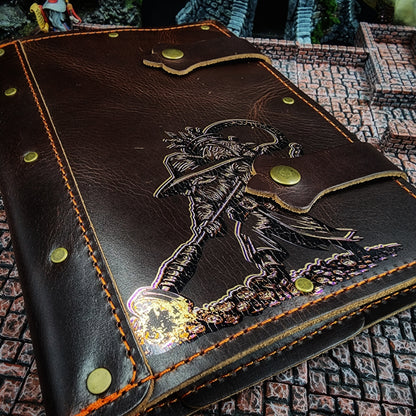 Grimbeard the Wizard: Treasure Vacuum A5 Custom Leather Adventure Journal (30-Day Lead)