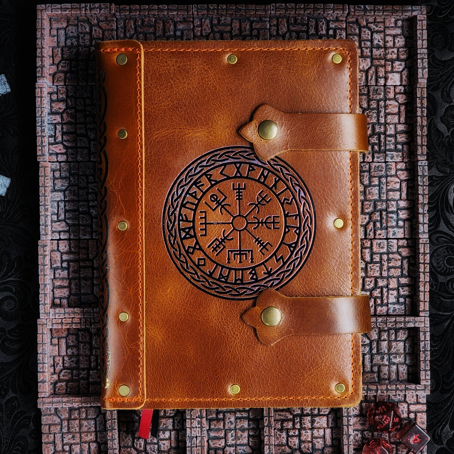 Vegvisir Viking Compass A5 Custom Leather Adventure Journal (30-Day Lead)