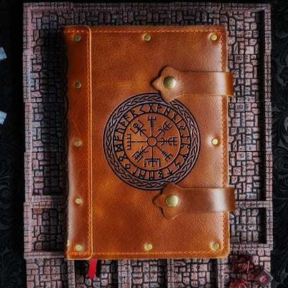 Vegvisir Viking Compass A5 Custom Leather Adventure Journal (30-Day Lead)